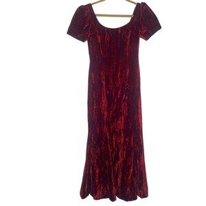 Vtg Red Velvet Maxi Evening Gown Size 10 Daniella Puff Sleeves Medieval Formal G
